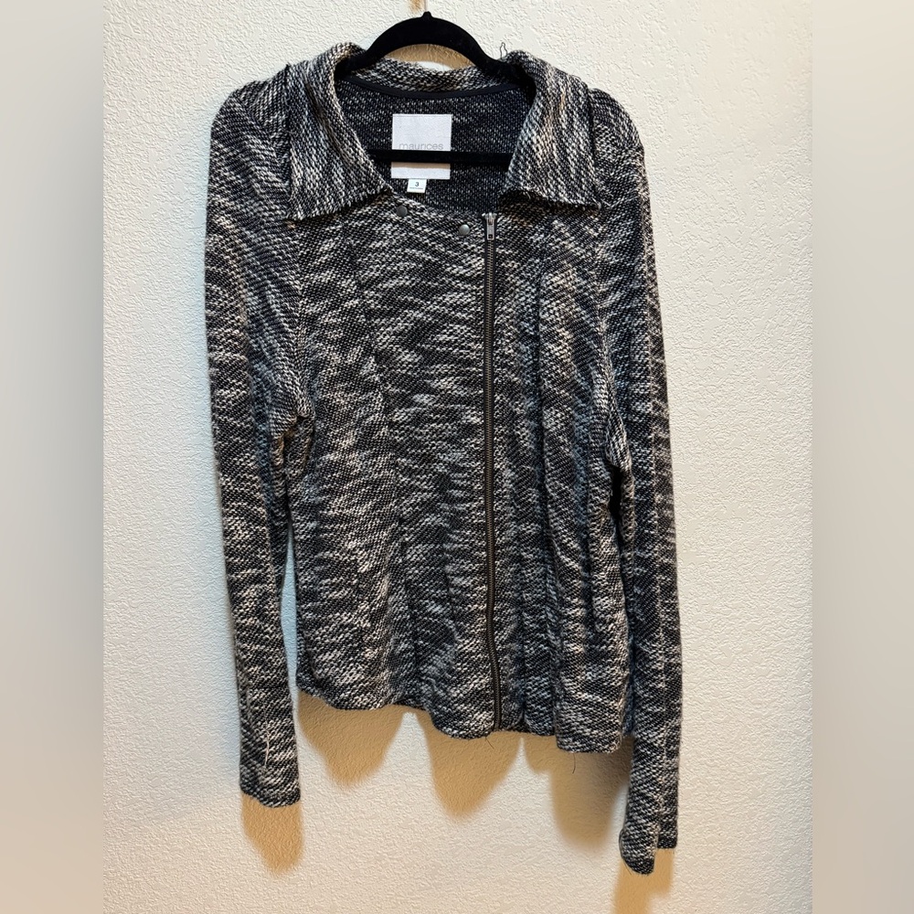 Maurices Black and White Zip-Up Cardigan